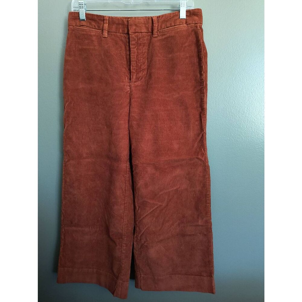 GAP Women's Cropped Corduroy Wide Leg Pants in Rust